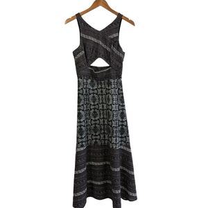 Free People Tribal Tale Mixed Print Cutout Midi Dress Size Small